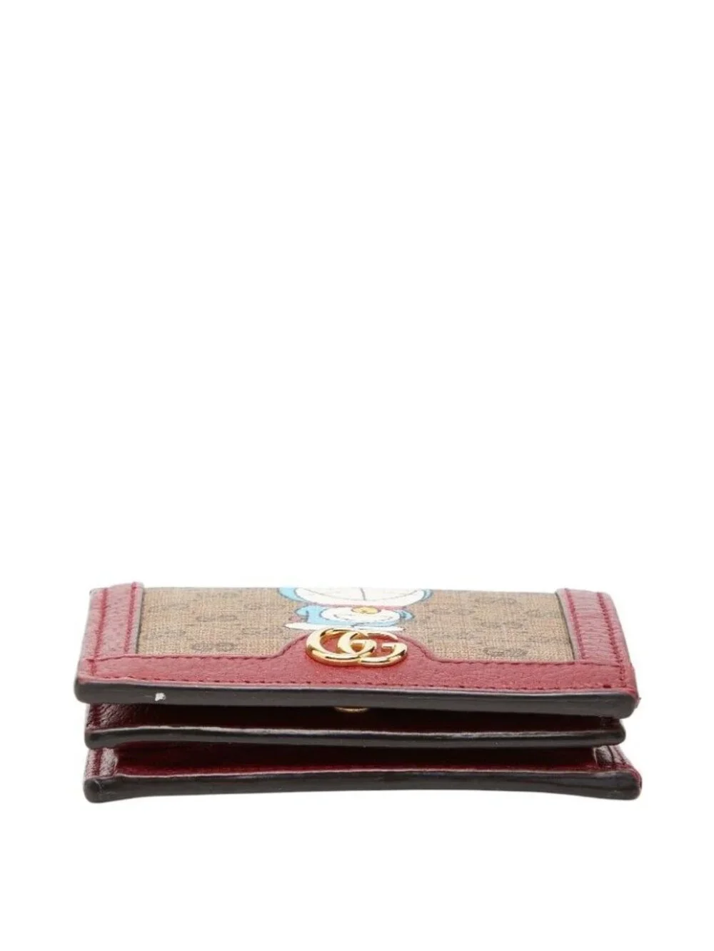 Gucci Mini GG Supreme Doraemon Bifold Wallet Beige Wine Red Leather - Picture 3 of 10